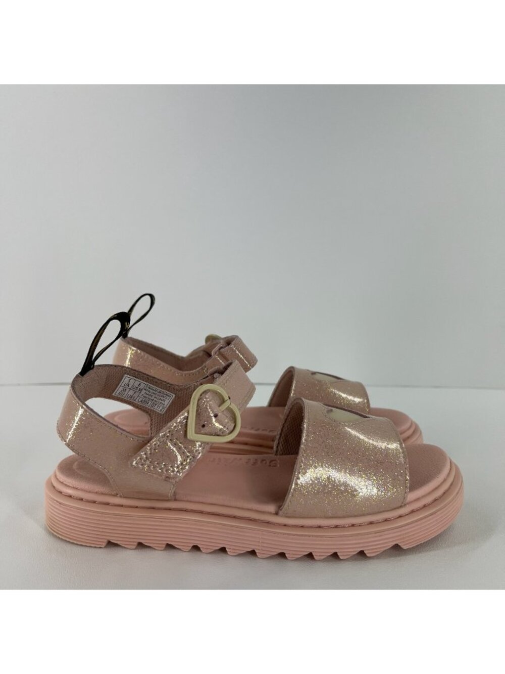 Dr Martens Marlowe Hearts Sandals Womens 7 Buckle Straps Slingback Pink Glitter